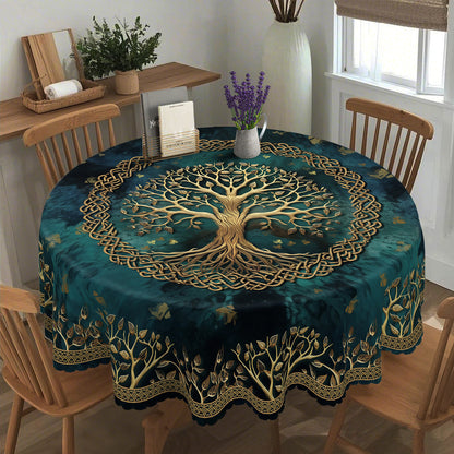 Deep Teal Tree of Life Tablecloth