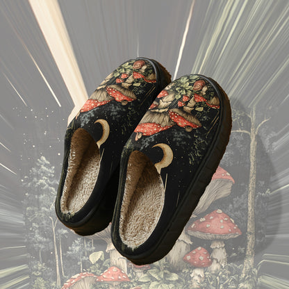 Plush Slippers - Moonlit Mushroom Forest Design