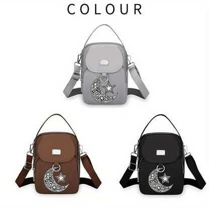 Modern Star and Moon Crossbody Bag Versatile Unisex