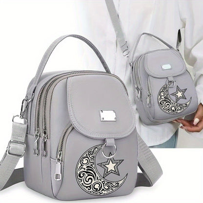Modern Star and Moon Crossbody Bag Versatile Unisex