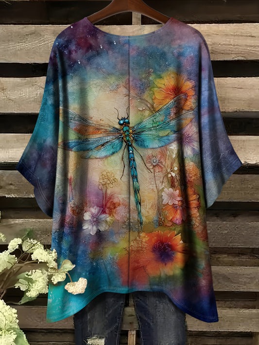 Plus Size Women'S Dragonfly Print T-Shirt