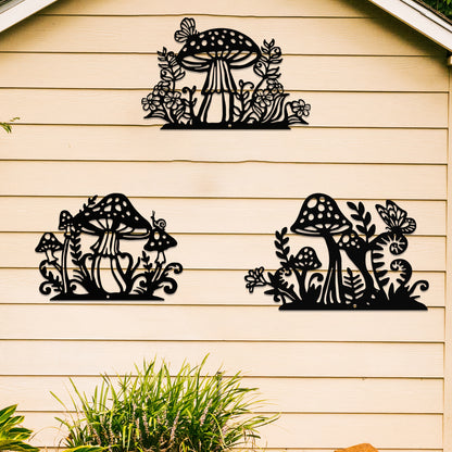 3pc Iron Mushroom Wall Art