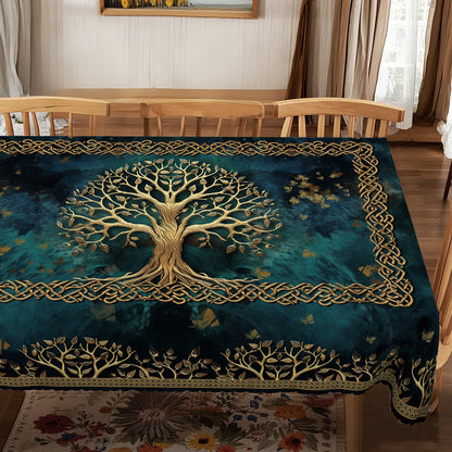 Deep Teal Tree of Life Tablecloth