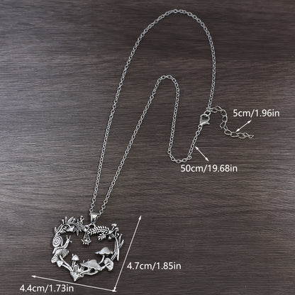 2pc Mushroom Necklace Vintage Silvery Chain