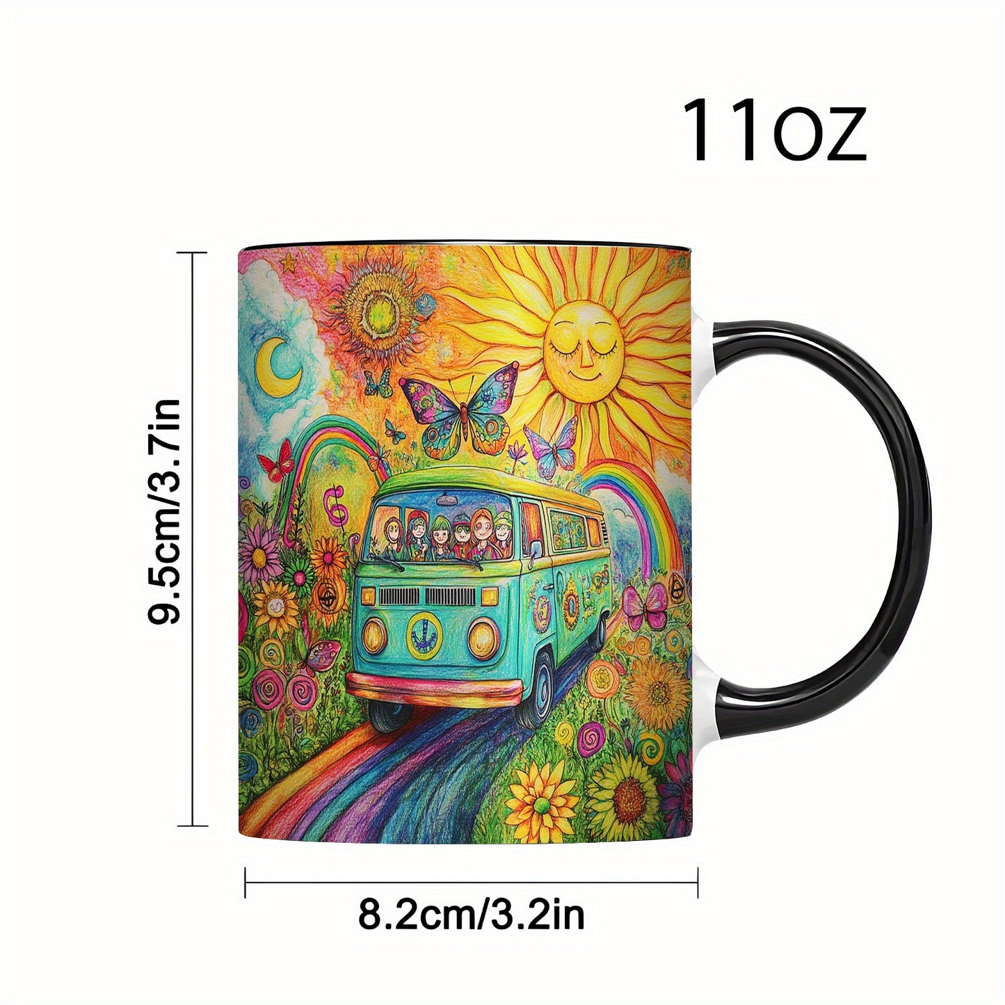 Retro Hippie Van Ceramic Coffee Mug-11oz
