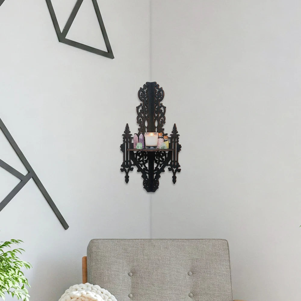 Gothic Wooden Floating  Corner Shelf