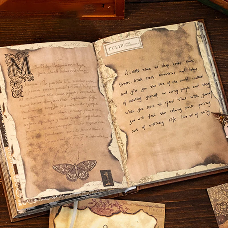 Vintage Style Notebook Set, Gold Foil Writing Pad