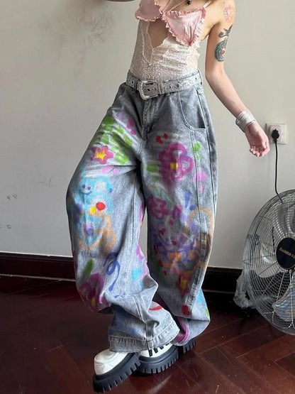 High Waist Retro Loose Slimming Straight Leg Women's Jeans