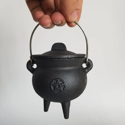 Metal Witch Cauldron with Candle Holder