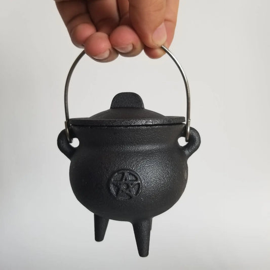 Metal Witch Cauldron with Candle Holder