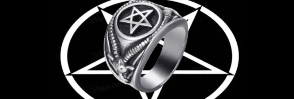 Men Stainless Steel Rings Pentagram