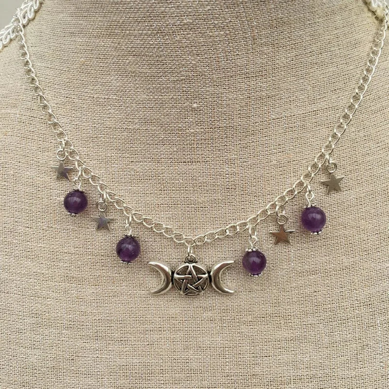 Gothic Beaded Pentagram Necklace