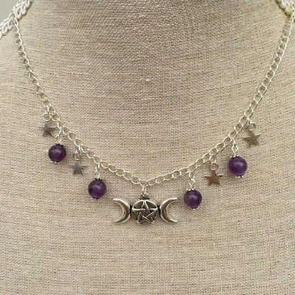 Gothic Beaded Pentagram Necklace