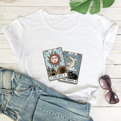 The Sun The Moon Tarot Card Colored T-shirt