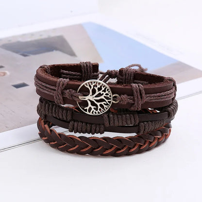 Vintage Life Tree Braided Leather Bracelets