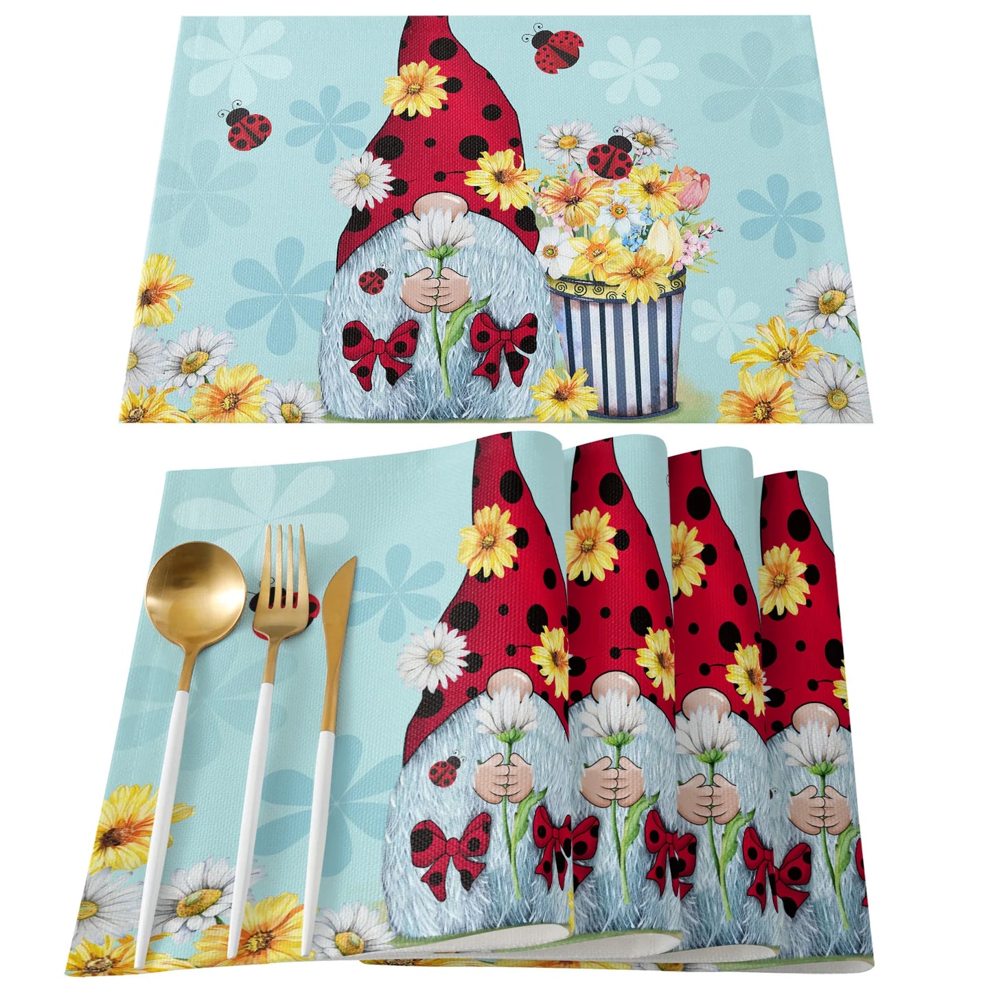 Buffalo Plaid Bee Happy Floral Placemat
