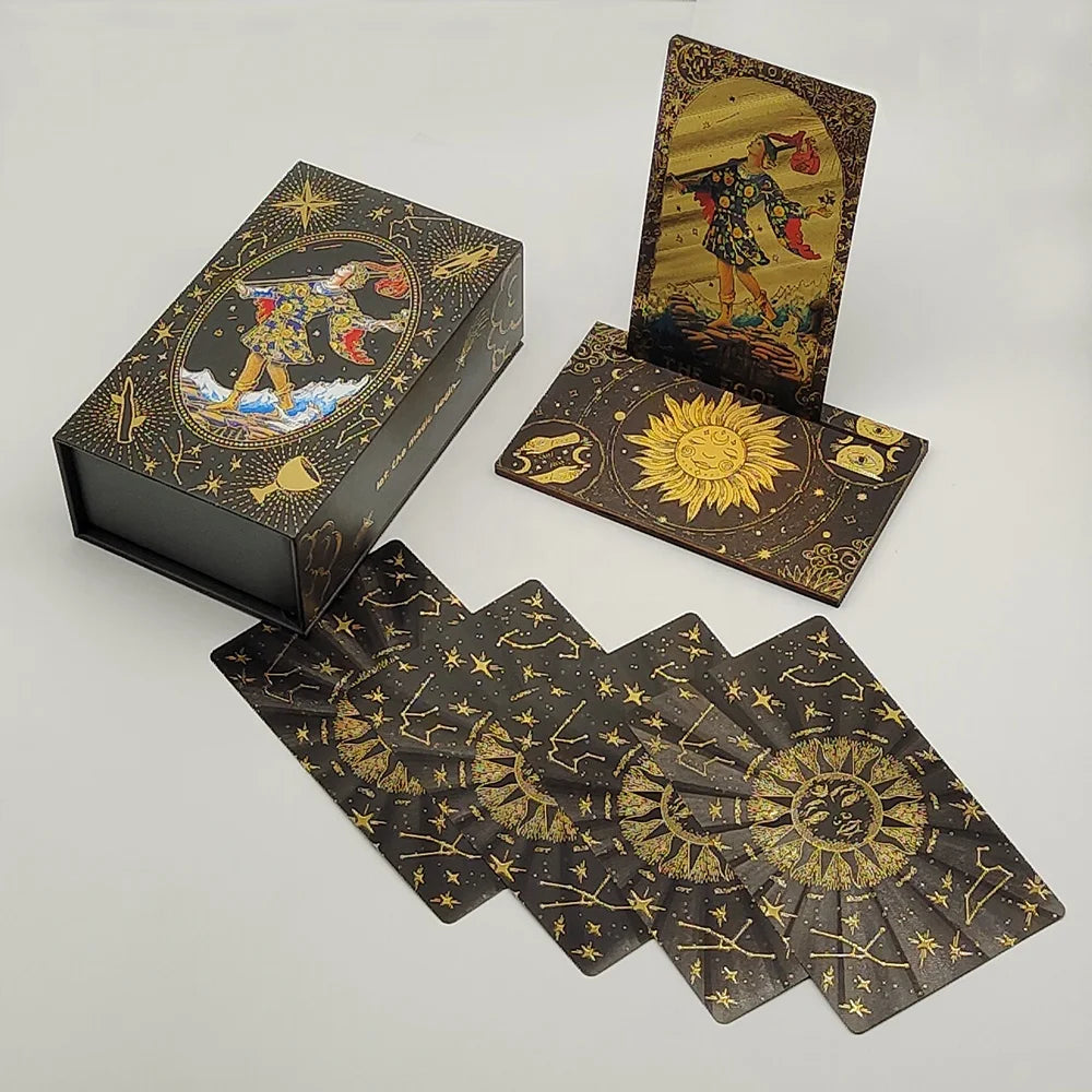 Foil Tarot Playing Cards with Wooden Stand