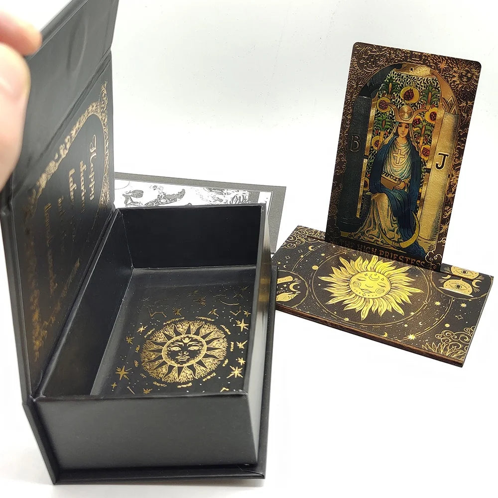 Foil Tarot Playing Cards with Wooden Stand