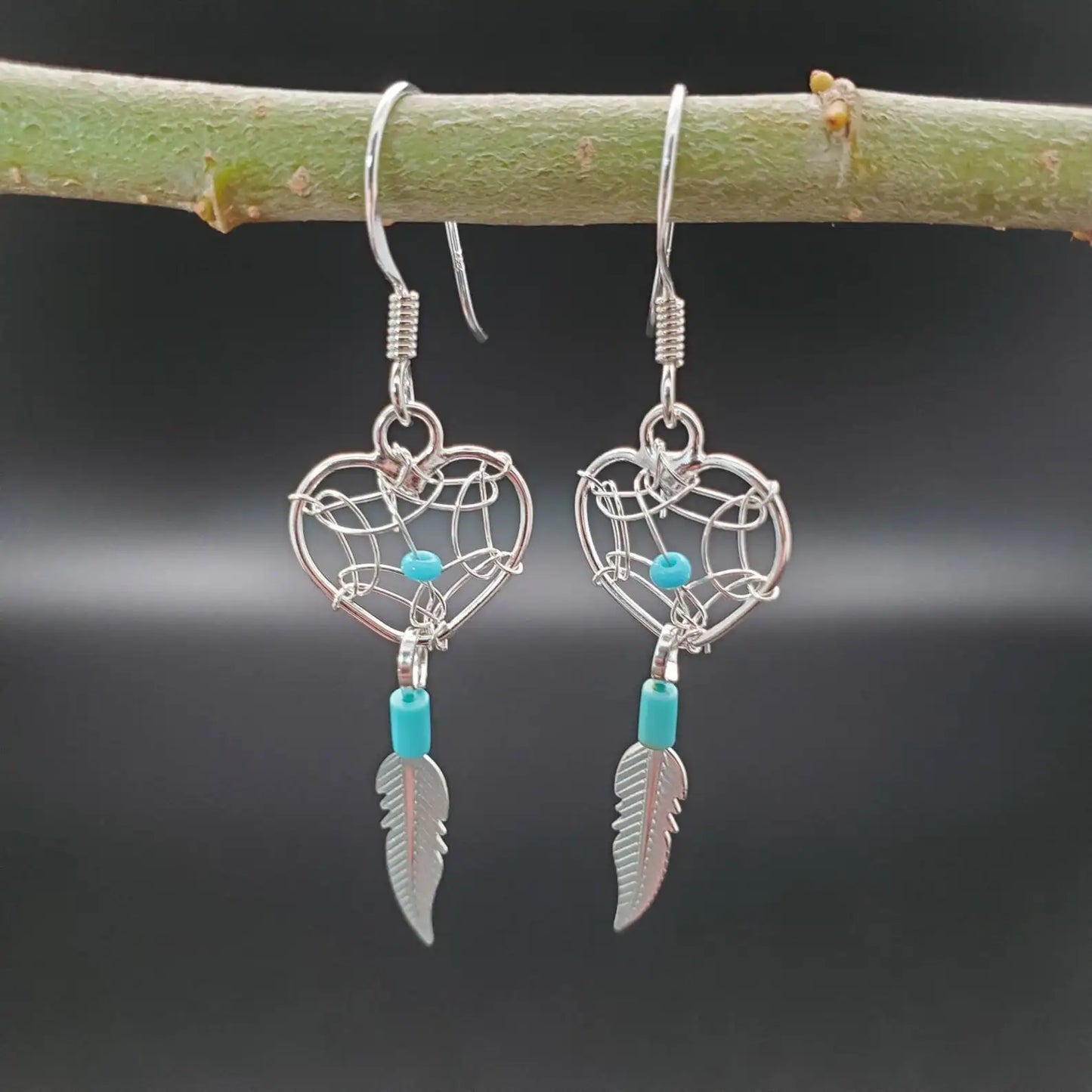 Sterling Silver Raw Amethyst Dream Catcher drop Earrings