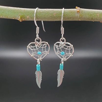 Sterling Silver Raw Amethyst Dream Catcher drop Earrings