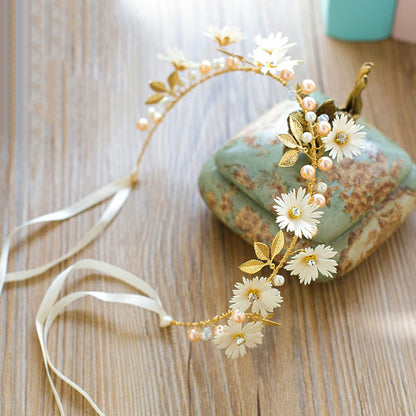 Sweet Flower Headband With Ribbon Wreath
