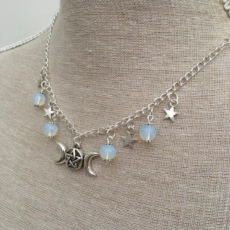 Gothic Beaded Pentagram Necklace