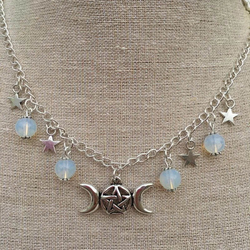 Gothic Beaded Pentagram Necklace