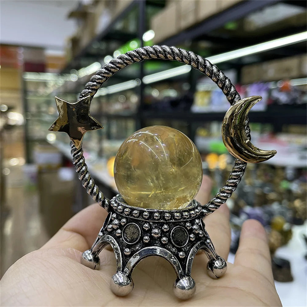 Star Moon Crown Metal Crystal Ball Holder Magic Sphere Display Stand Desktop Ornaments Photography Props