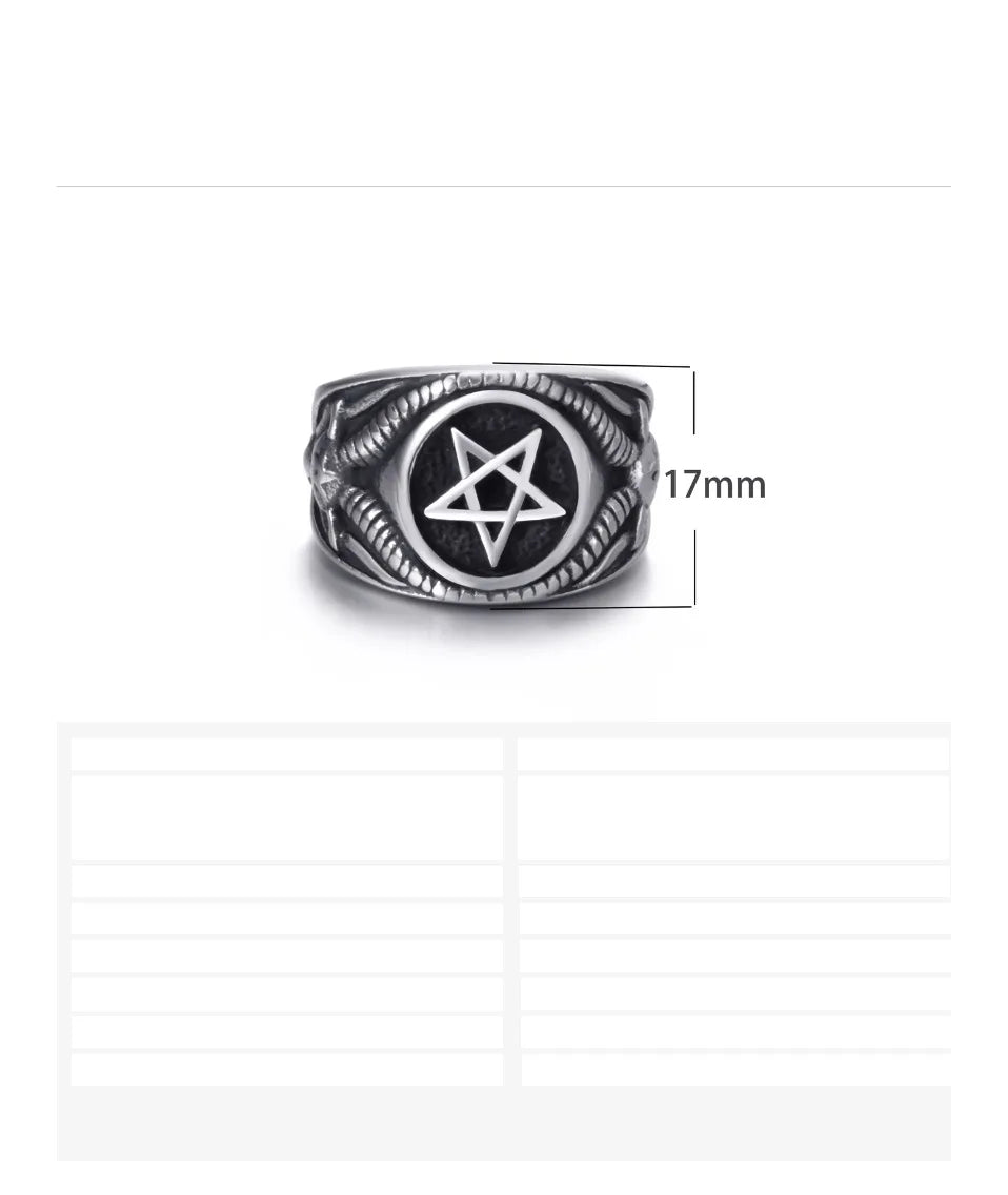 Men Stainless Steel Rings Pentagram
