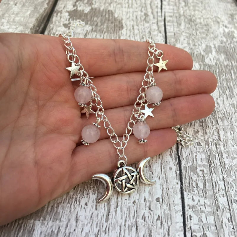 Gothic Beaded Pentagram Necklace