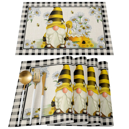 Buffalo Plaid Bee Happy Floral Placemat