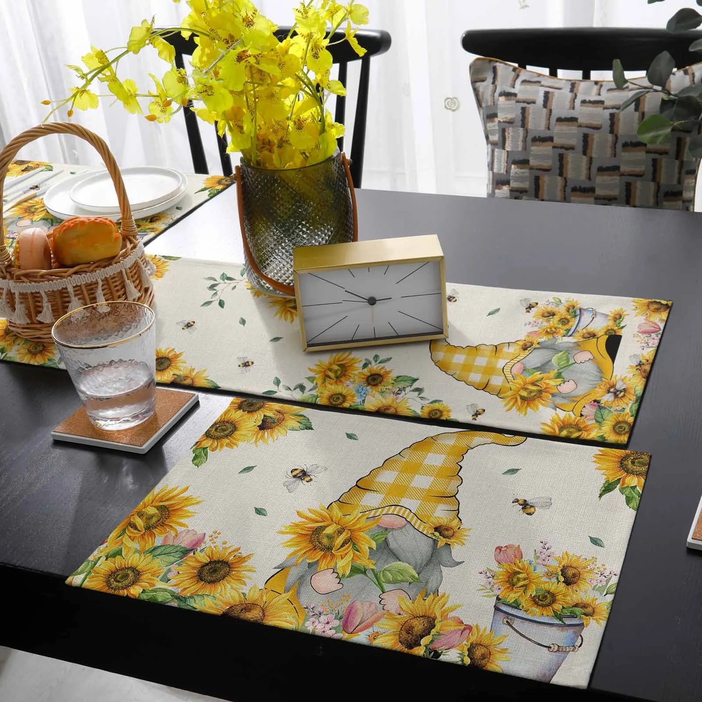 Buffalo Plaid Bee Happy Floral Placemat