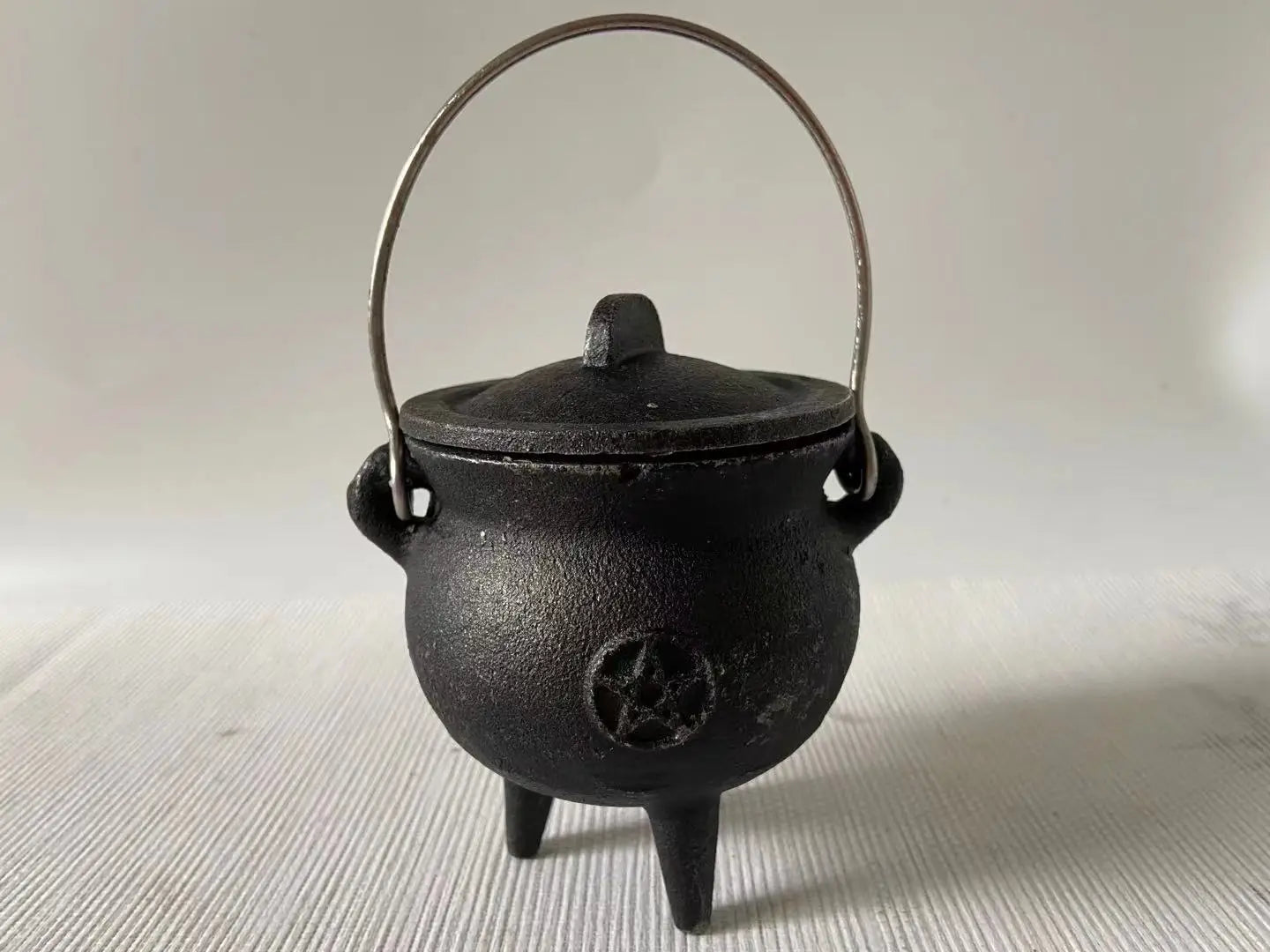 Metal Witch Cauldron with Candle Holder