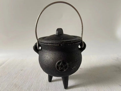 Metal Witch Cauldron with Candle Holder