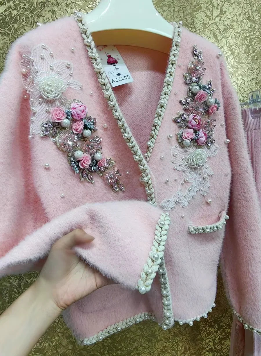 3D Flowers Thick Warm Sweater