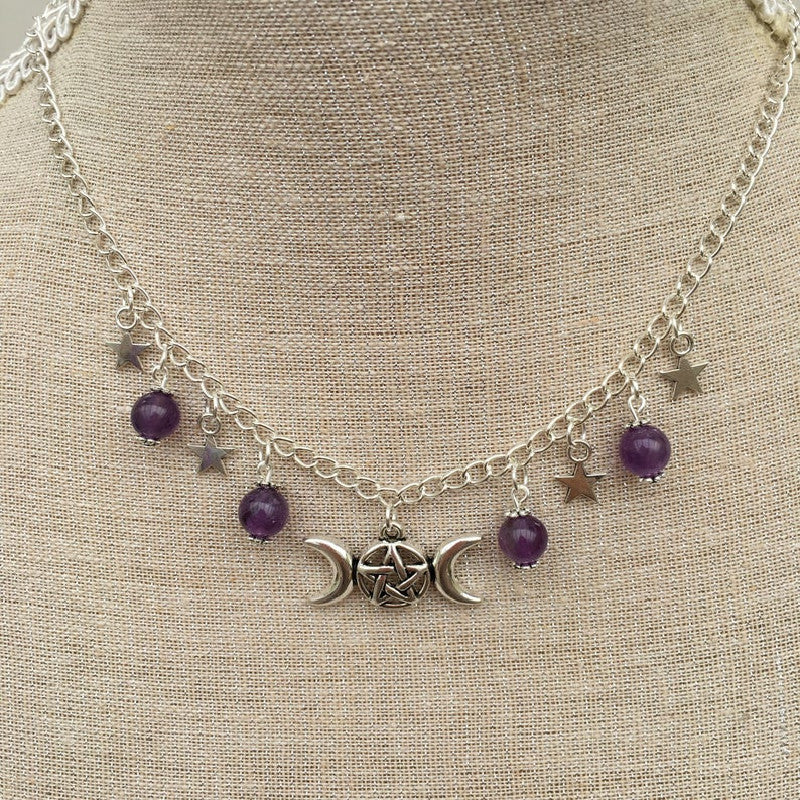 Gothic Beaded Pentagram Necklace