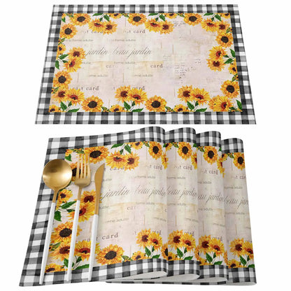 Buffalo Plaid Bee Happy Floral Placemat