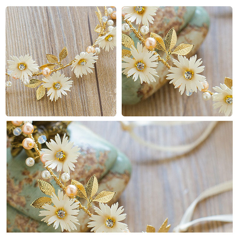 Sweet Flower Headband With Ribbon Wreath