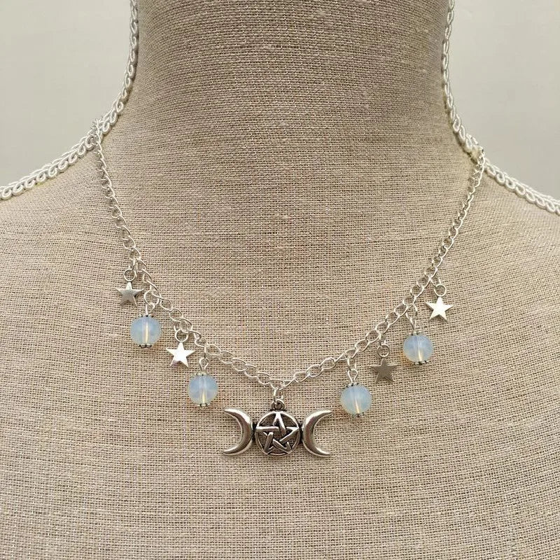 Gothic Beaded Pentagram Necklace