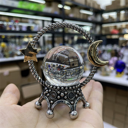 Star Moon Crown Metal Crystal Ball Holder Magic Sphere Display Stand Desktop Ornaments Photography Props