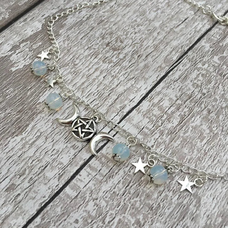 Gothic Beaded Pentagram Necklace