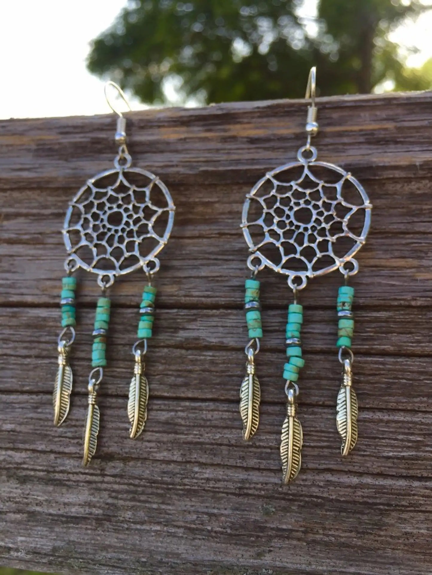 Sterling Silver Raw Amethyst Dream Catcher drop Earrings