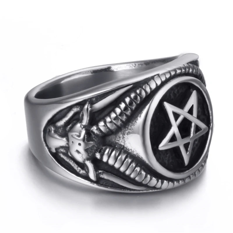 Men Stainless Steel Rings Pentagram