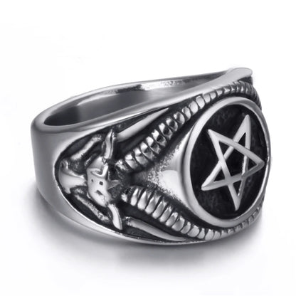 Men Stainless Steel Rings Pentagram