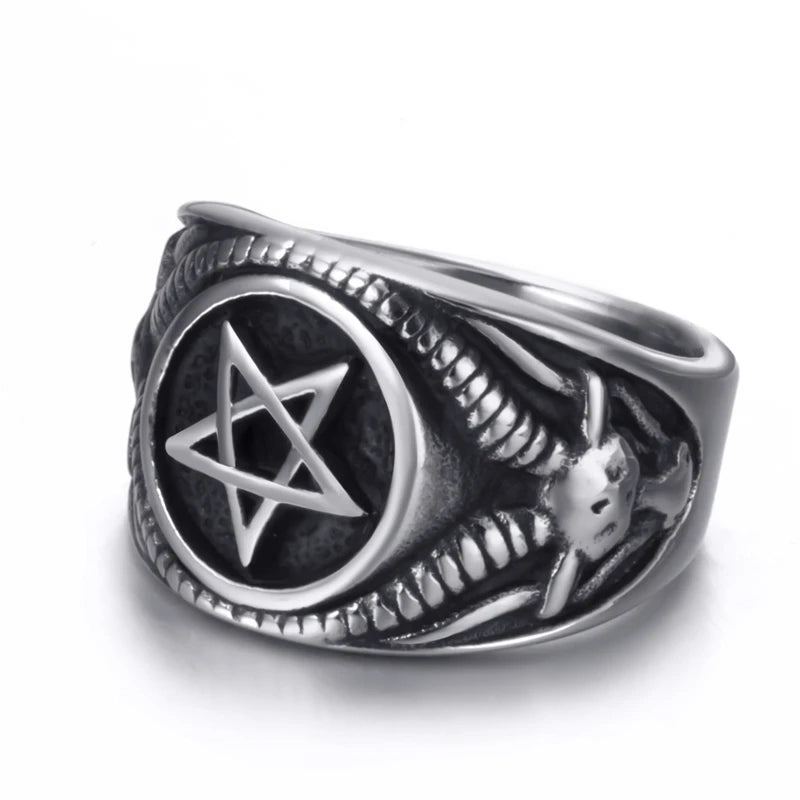 Men Stainless Steel Rings Pentagram