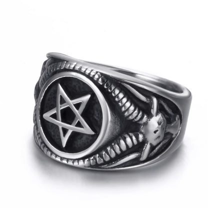 Men Stainless Steel Rings Pentagram