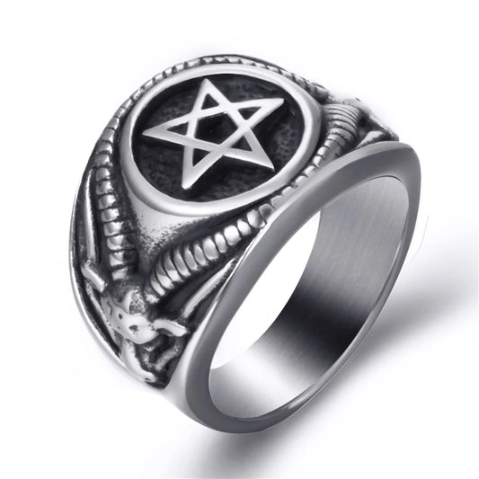 Men Stainless Steel Rings Pentagram