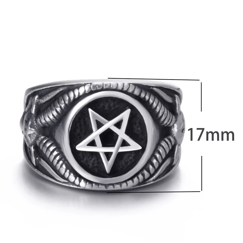 Men Stainless Steel Rings Pentagram