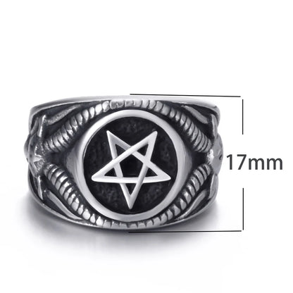 Men Stainless Steel Rings Pentagram