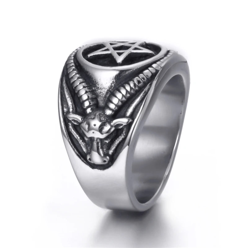 Men Stainless Steel Rings Pentagram